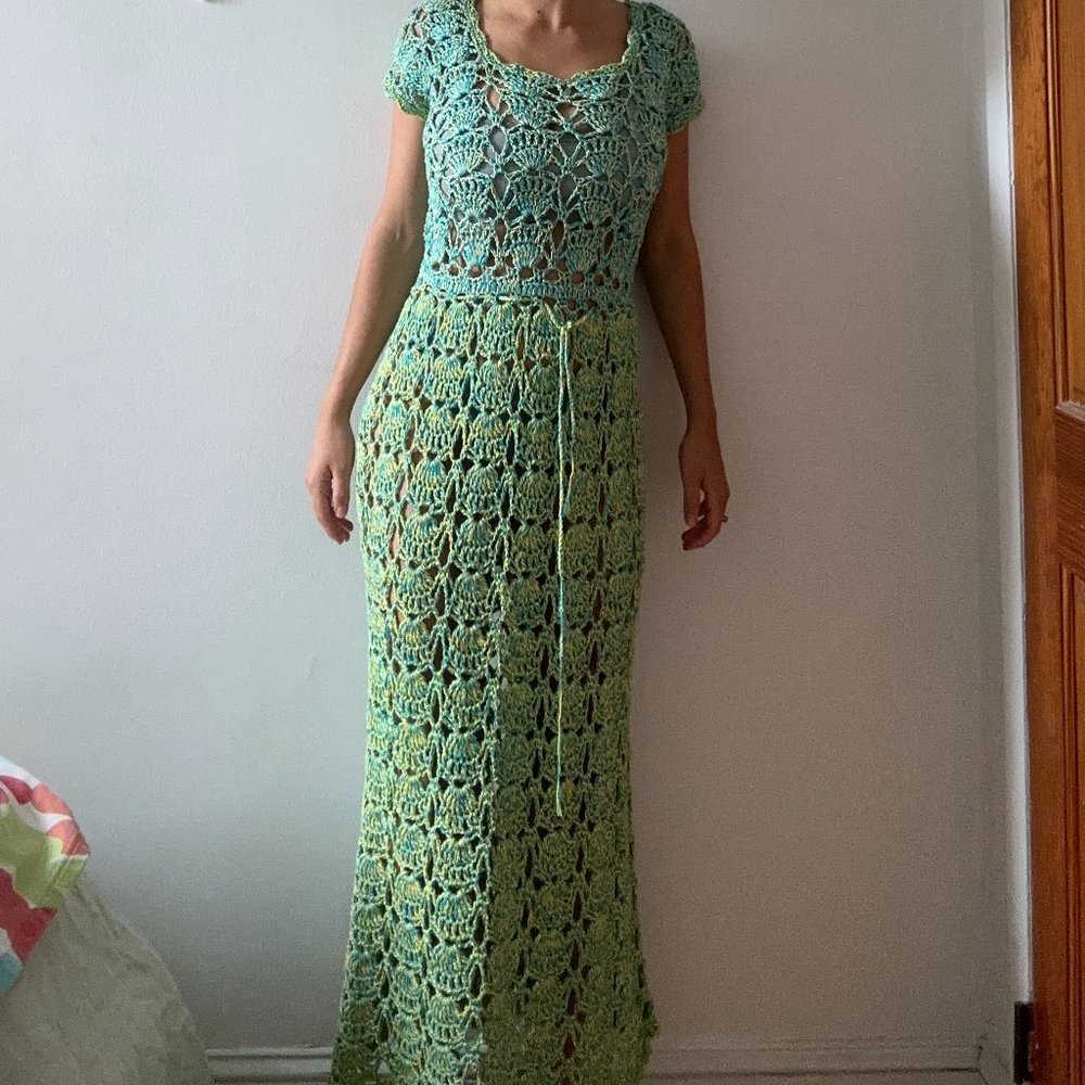 Gorgeous Hand-crocheted see through maxi dress